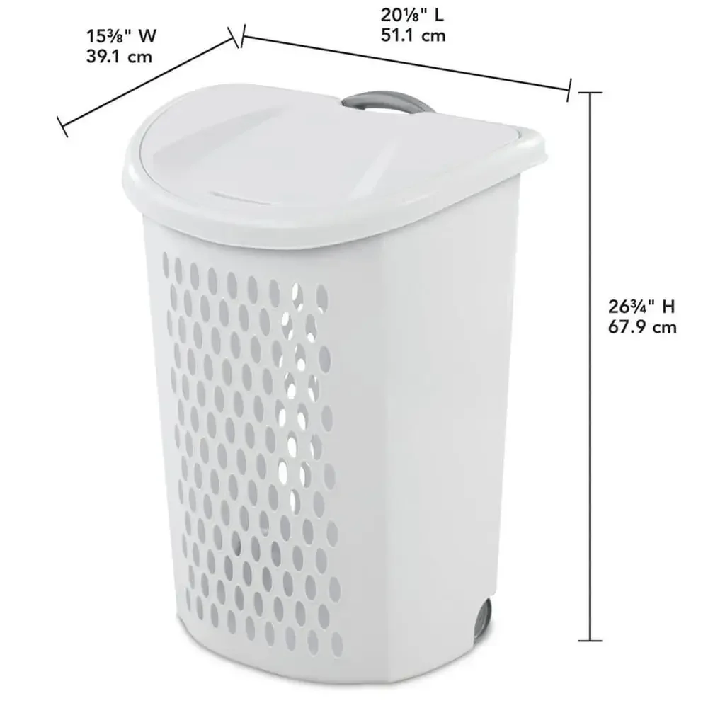 Portable Hamper Large Wheeled Laundry Hamper with Retractable Handle Air Flow Lid 2 Bushel Capacity