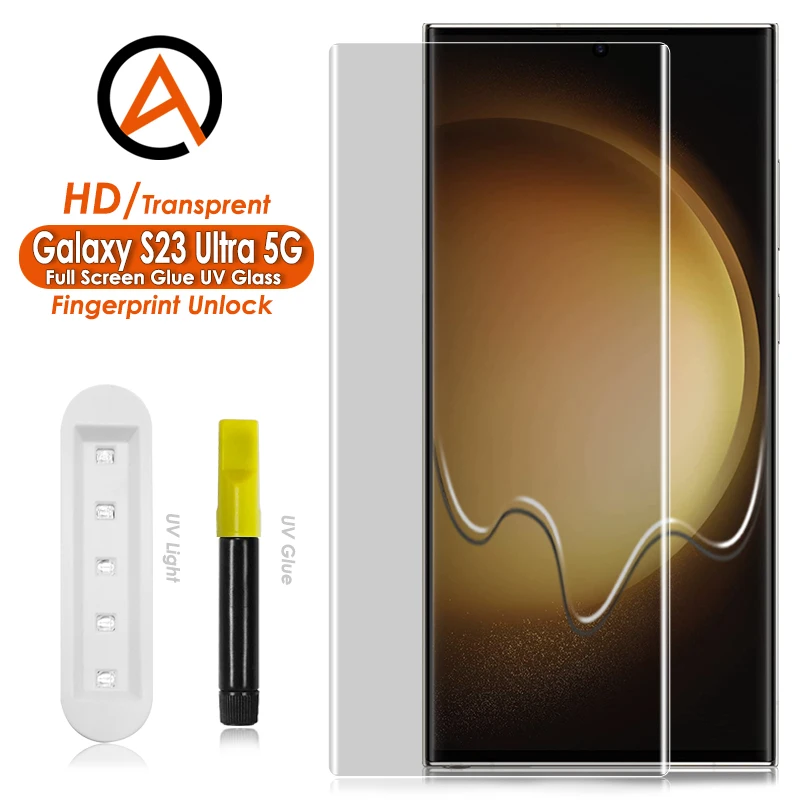 Akcoo Galaxy S23 Ultra Screen Protector Uv Full Screen Glue Pellicola In Vetro Temperato Per Samsung Galaxy S23 Ultra 5G