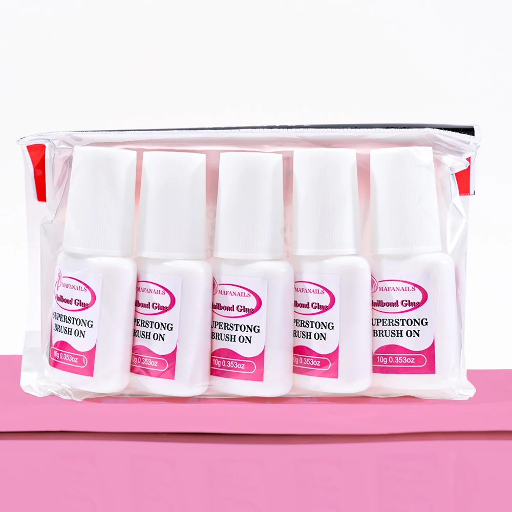 10g*5PCS Nail Bond Brush On Nail Glue Press On Nails Long Lasting Nail Art Glue For Acrylic Nails Fake Nails Tips Nail Glue Gel 3
