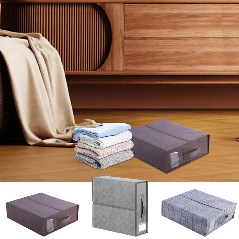 

Foldable Sheet Set Organizer Dustproof Clothes Storage Bins Storage Bag Organizer Non Woven Foldable Bedding Sheets Container