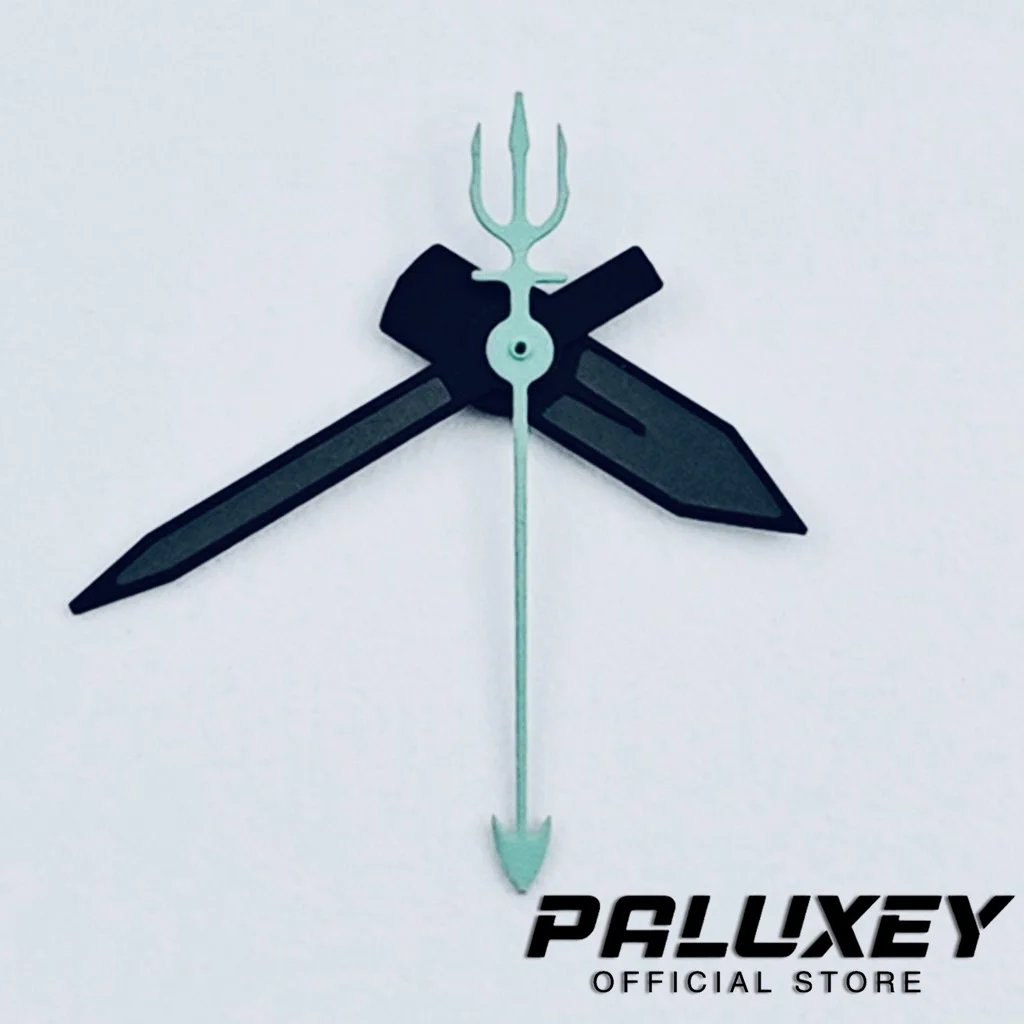 Luminous Green Watch Pointers with Trident-Shaped Second Hands