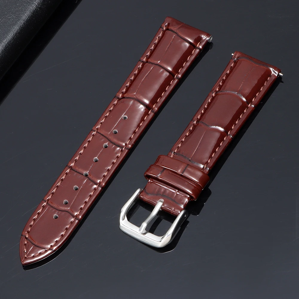 Waterproof Leather Watch Band Strap with Metal Pin Buckle