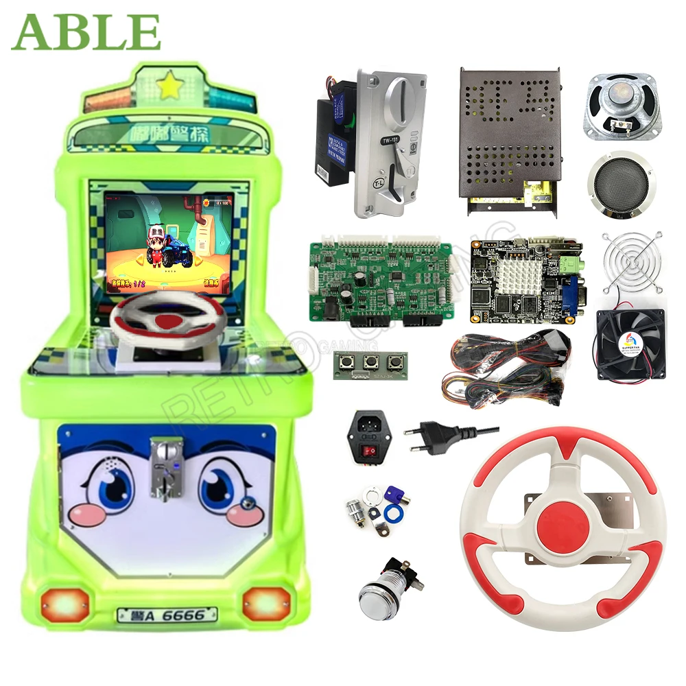 10-in-1 Kart kit Racing Arcade Ticket Dispense Game Kid Machine DIY Kit Steering Wheel Complete Kit g923 game racing steering wheel pedal shift lever g923 racing steering wheel