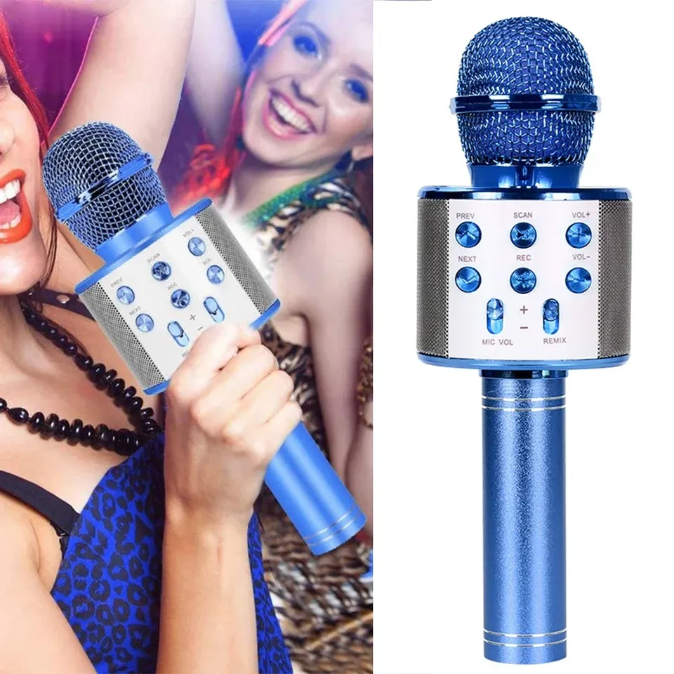 Professional Handheld Wireless Karaoke Microphone USB Voice Changing Speaker Microphone for Music Player Singing Recorder