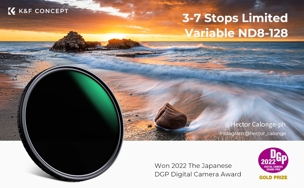 Description Picture 2 of itemK&F Concept ND8-ND128 Variable ND Filter 52mm 58mm 62mm 67mm 72mm 77mm 82mm NO X Spot Fade Neutral Density Filter For Camera Len