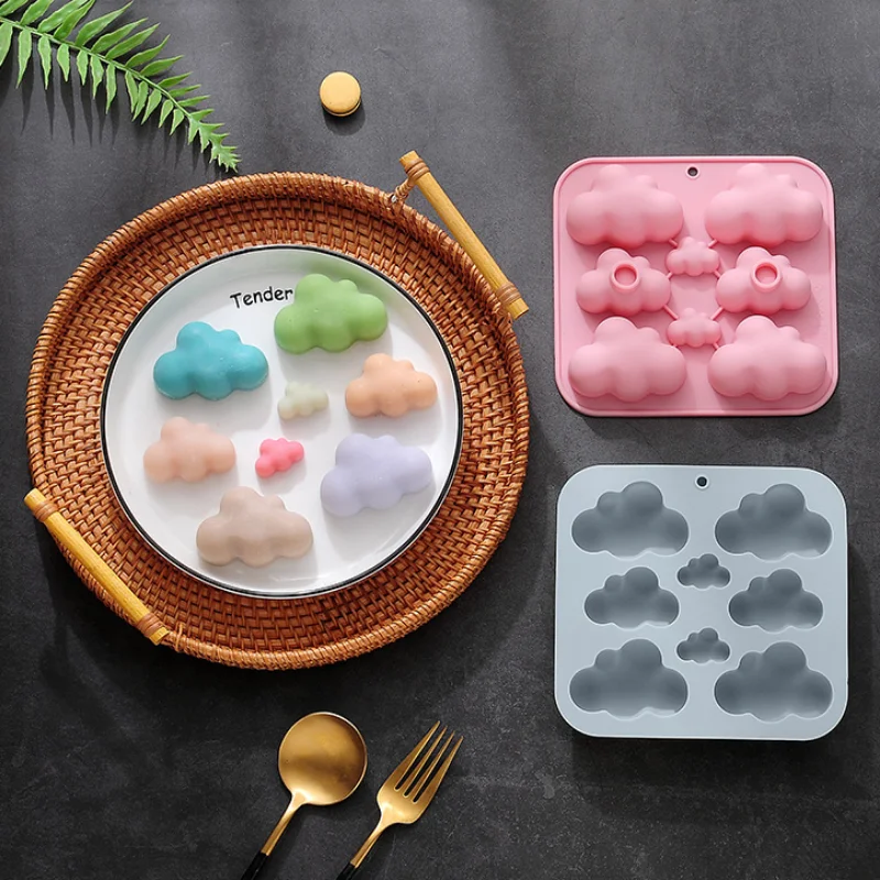 8 Cavities Cartoon Cloud Silicone Soap Mold DIY Candle Resin Plaster Making Set Chocolate Biscuit Cake Ice Mould Home Decor Gift silicone soap molds epoxy resin molds