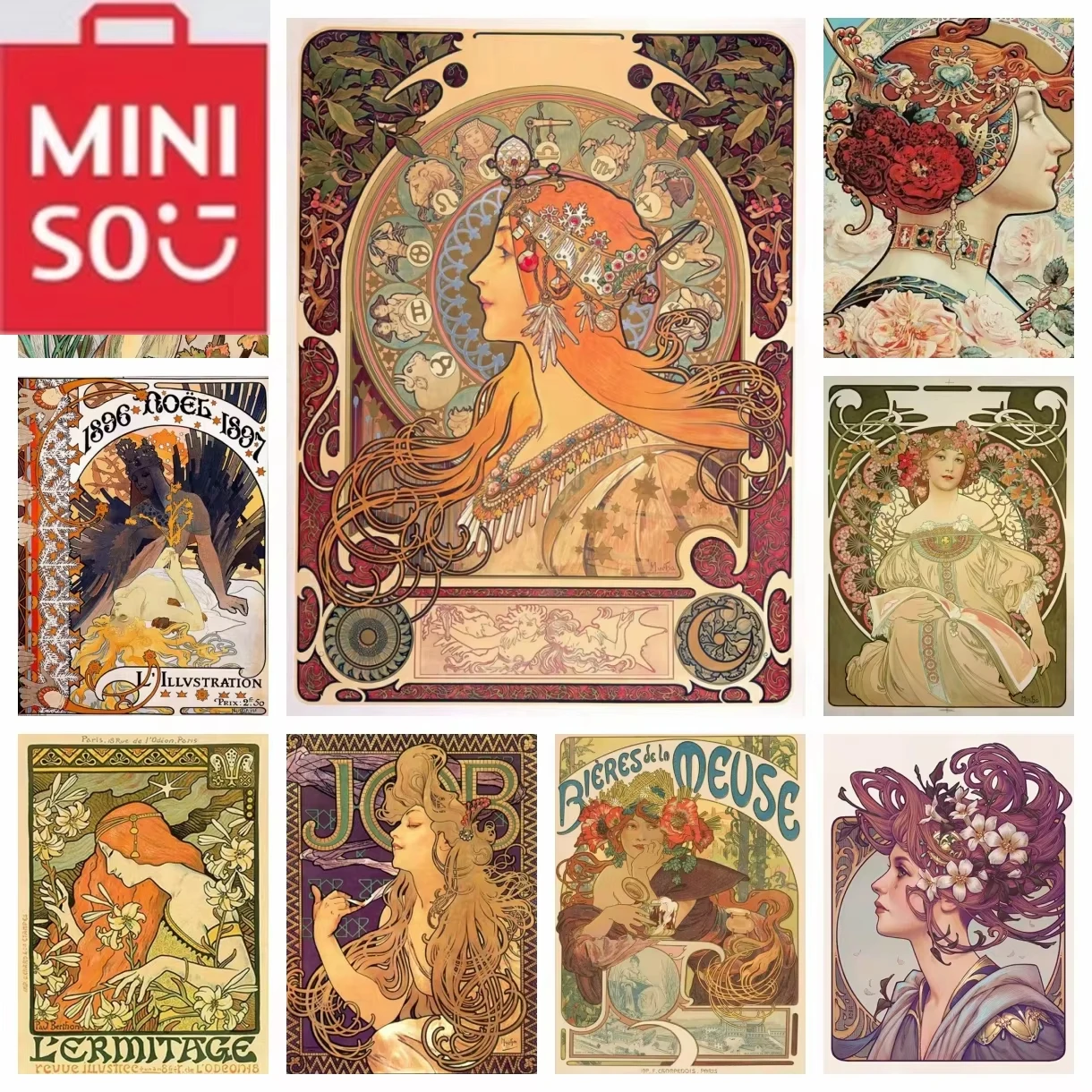 Â MINISO Oil Painting By Numbers kitsÂ  Alphonse Mucha Beauty Canvas DIY Pictures By Numbers Home DecorÂ