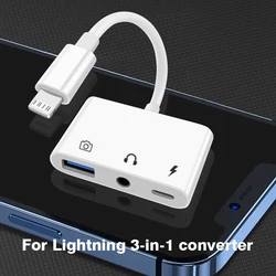 Universal 3 - in - 1 Lightning to USB 3.0 Adapter with 3.5mm Jack & Data Transmission (White)