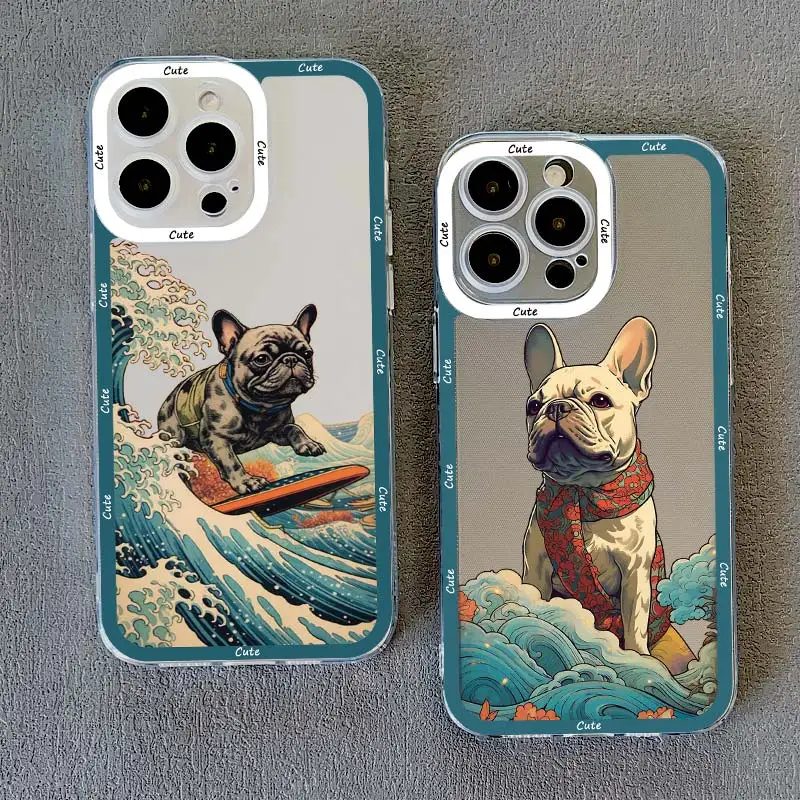Dog Sea Wave Clear Transparent Phone Case Cover