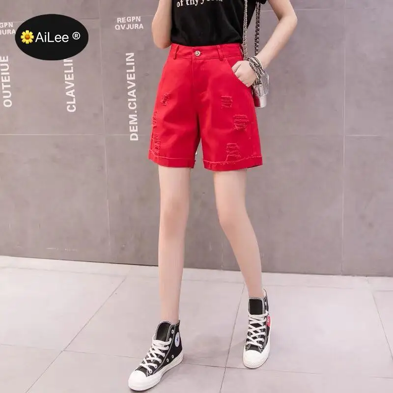 Half Length Denim Shorts Vintage White Black Solid Baggy High Waist Simple Tassel Loose Casual Female Shorts Side Split Summer