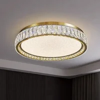 Plafonnier moderne de luxe en cristal, anneau lumineux doré, décoration intérieure pour chambre et salon, luminaire LED réglable 1