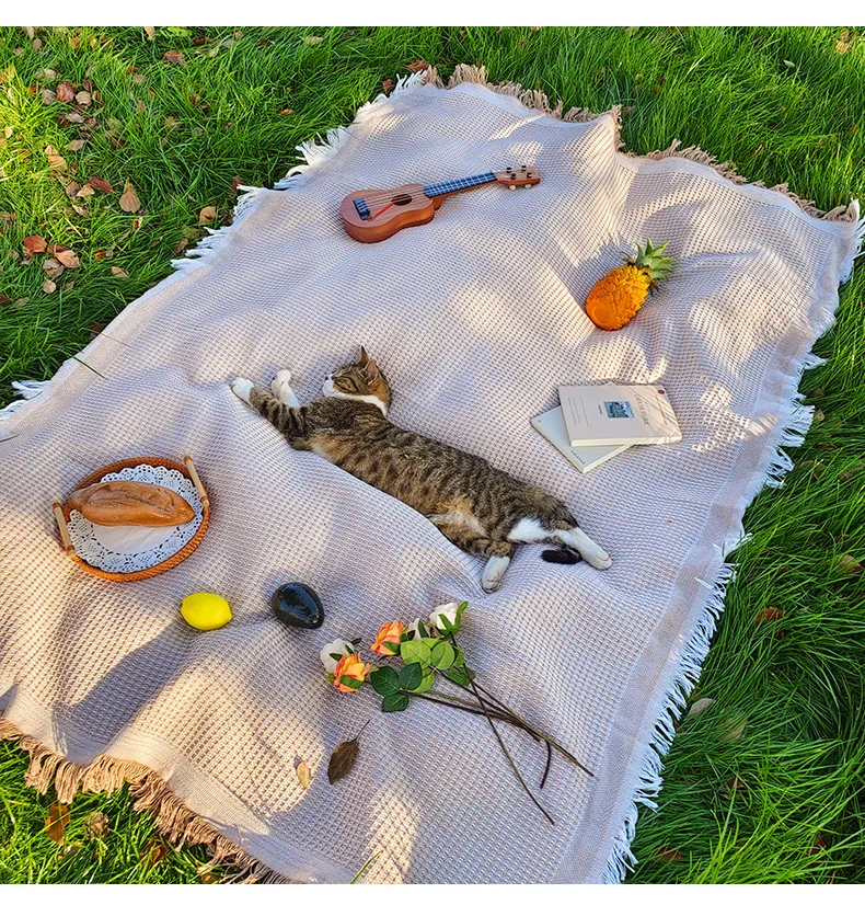 Linen Picnic Mat & Tablecloth – Multipurpose Camping Blanket, Outdoor Picnic Mat, Car Trunk Mat for Travel & Outings