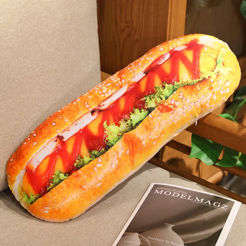 Realistic Bread Plush Pillow Set Croissant Baguette Hot Dog Sofa