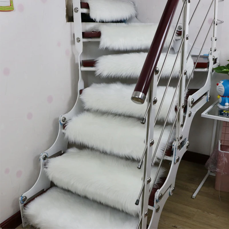 

Fluffy Carpets for Living Room Modern Plush Carpet for Bedroom Stair Stepping Mat for Children Non-slip Stair Carpet Protector