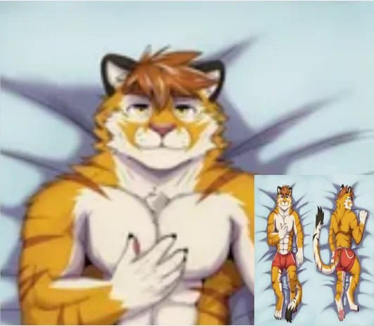 

Dakimakura Anime Tiger Kemono Furry Double Sided Print Life-size Body Pillow Cover