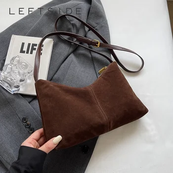 LEFTSIDE PU Leather Small Shoulder Bags For Women 2024 Winter Y2K Korean Fashion New Trend Female Crossbody Bag Lady Handbags