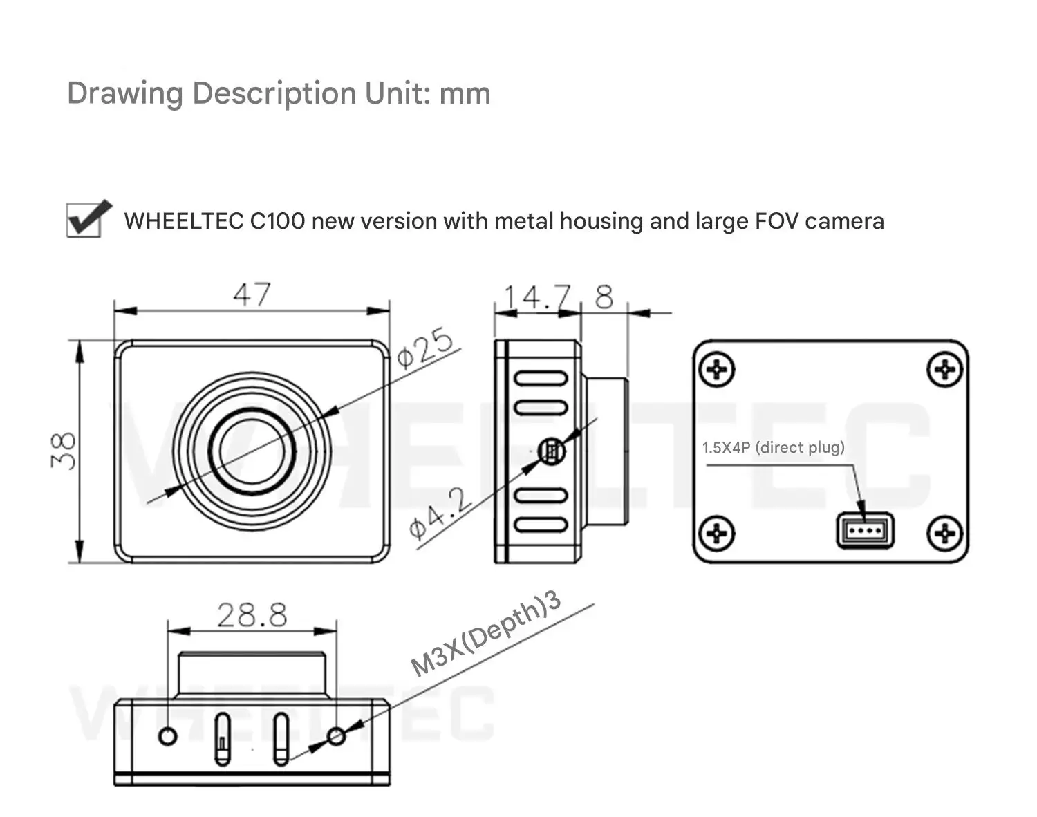 WHEELTEC C70 C100 HD RGB camera, HD imaging, megapixel, driver-free UVC plug and