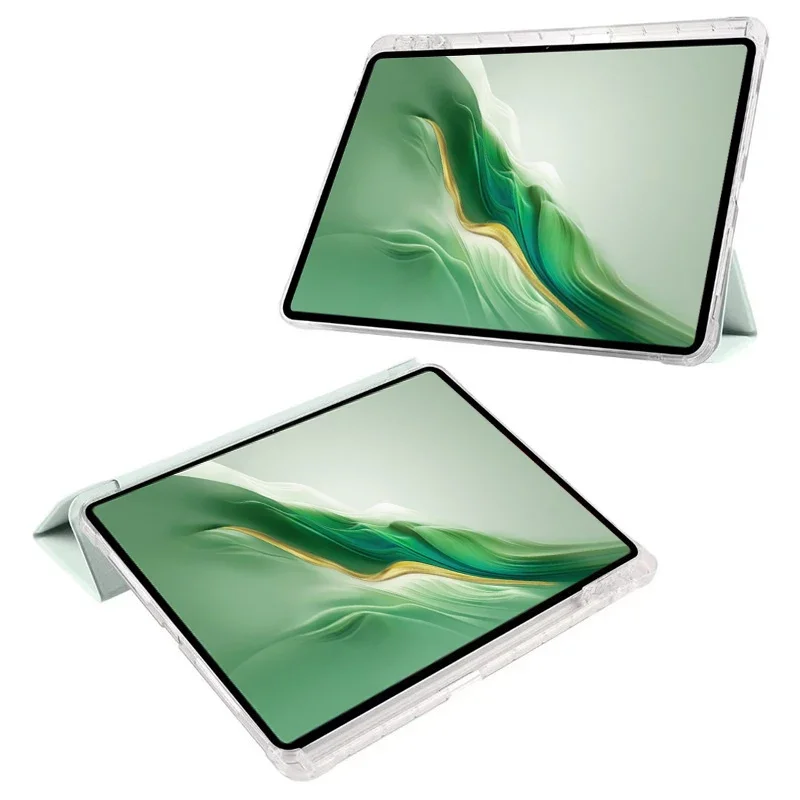 Premium Transparent Flip Leather Tablet Case - Soft Clear Back, Shockproof Protection, 12.3 Inch