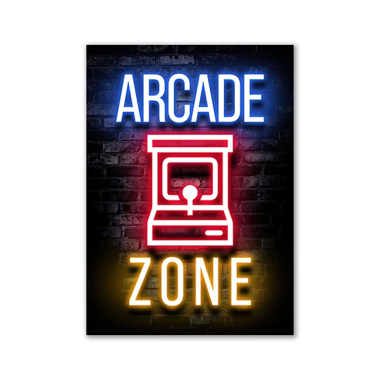 thumbnail image 1 of Imágenes de eslóganes de juegos con efecto neón motivacional, impresiones planas en lienzo, carteles y pinturas para la pared para la decoración de la sala de juegos, regalo para jugadores, 1 of 5