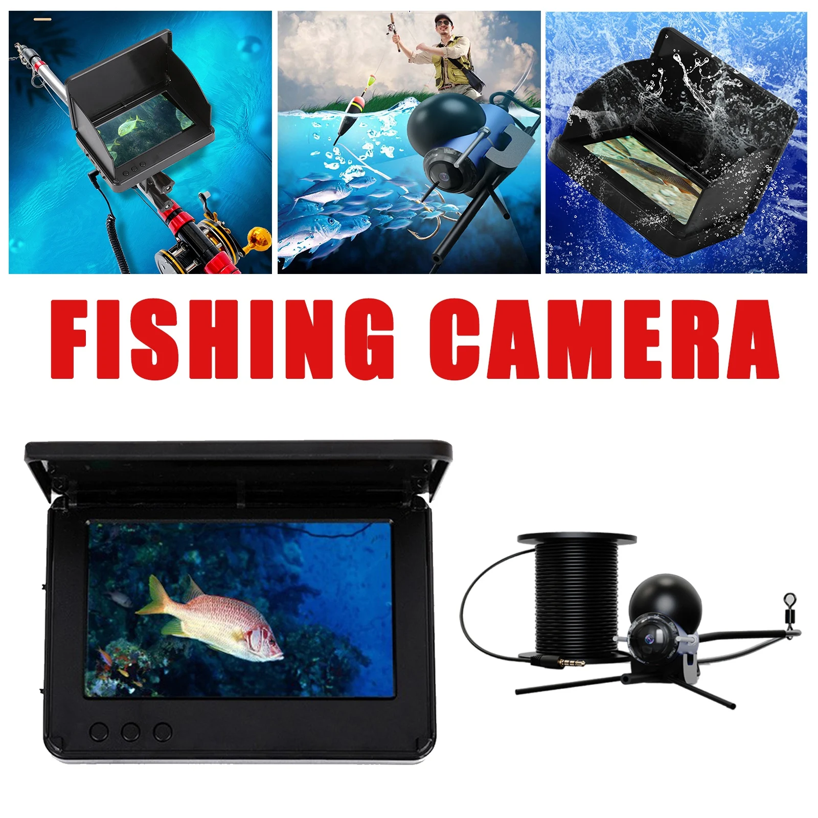 Underwater Fishing Camera HD 220° Wide Angle Infrared Night Vision Black  Fishfinder Color Display Outdoor Fishing Equipment - AliExpress