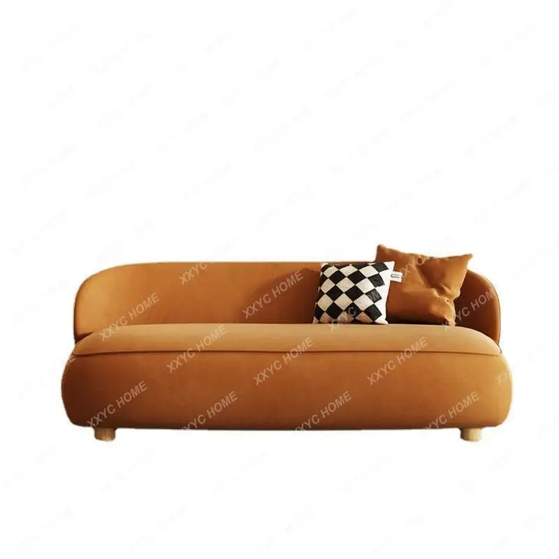 

Modern Cream Style Small Apartment Fabric Sofa Simple Straight Lazy Sofa Home Living Room Minimalist Sofa