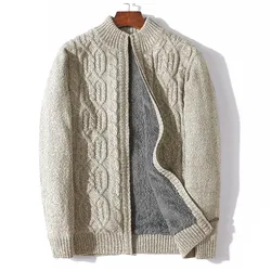 Warm Fleece Mens Wool Cardigan Sweater Thicken Cashmere Winter Cardigan Turtleneck Male 2022 Outwear Plus Size 4XL 5XL 6XL 7XL
