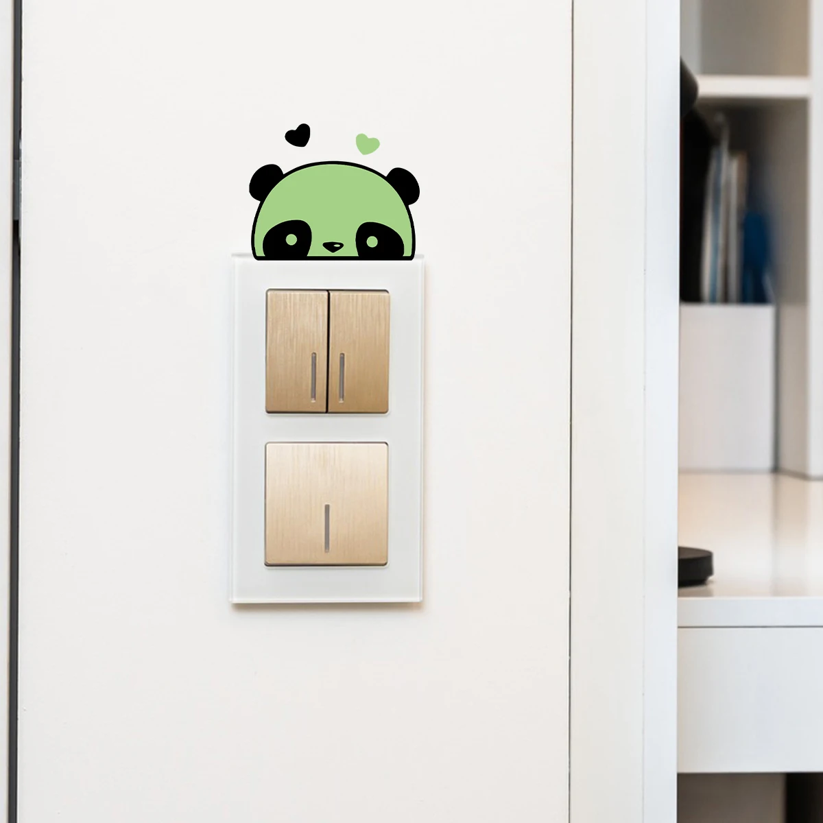1pcs cartoon animal cute panda pattern glow-in-the-dark switch stickers, can be torn and pasted indoor decoration stickers