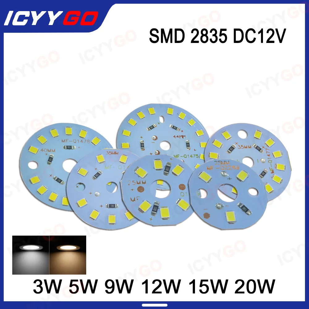 10PCS DC12V Light Board PCB 3W 5W 9W 12W 15W LED Lamp Beads High Power LED SMD2835 SMD Light Bulb Spotlight Downlight Source indoor smd led strip low voltage dc12v 2400lm 120leds m 5mm pcb flexible bare board strip light for cabinet light led baseboard