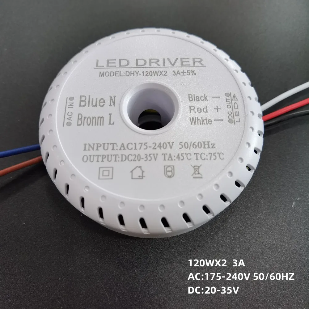 60W 80W 100W 120WX2 Round LED Driver AC175-240V Power Supply