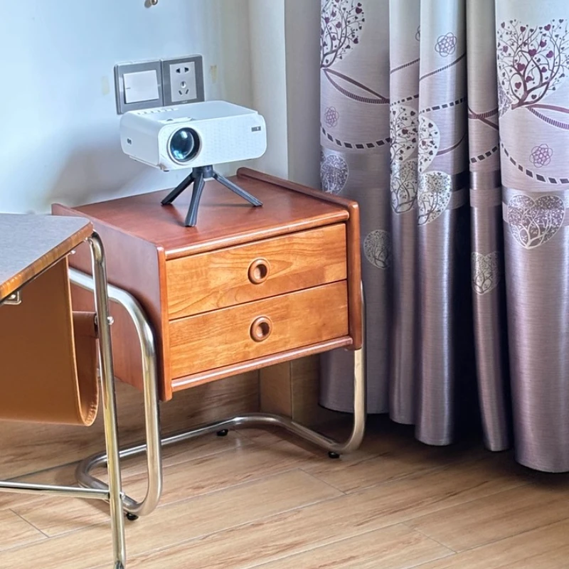 Comodino moderno Mid-Century in legno massello con cassetti portaoggetti - immagine 2