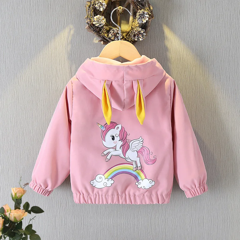 Unicorn Jackets For Girls 2022 Spring Autumn Kids Cartoon Hooded Sports