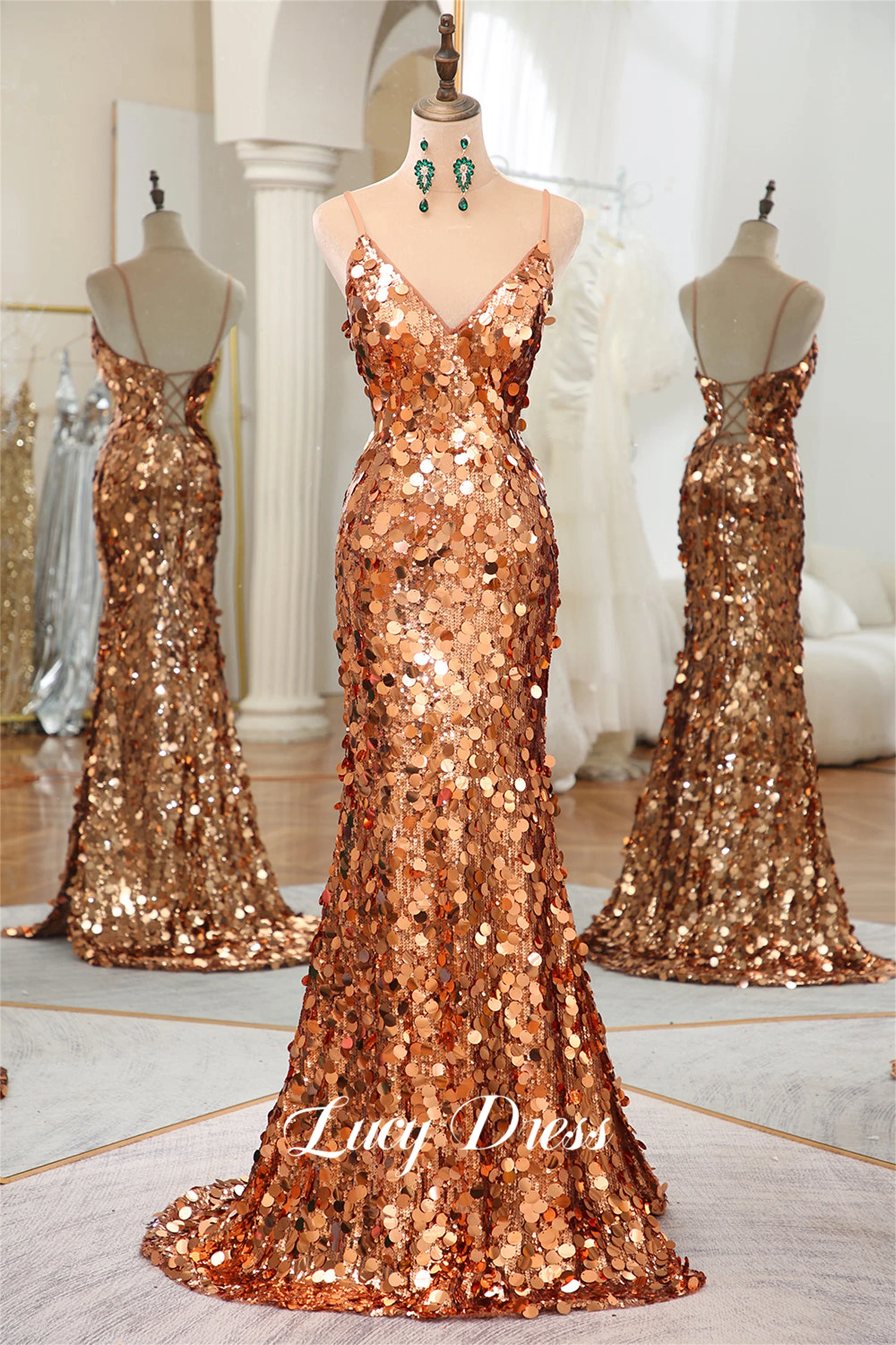 

Lucy Sequined Fabric Party Dress Ball Gown Mermaid Luxurious Evening Dresses 2024 Luxury Robe De Soiree Femmes Wedding Prom