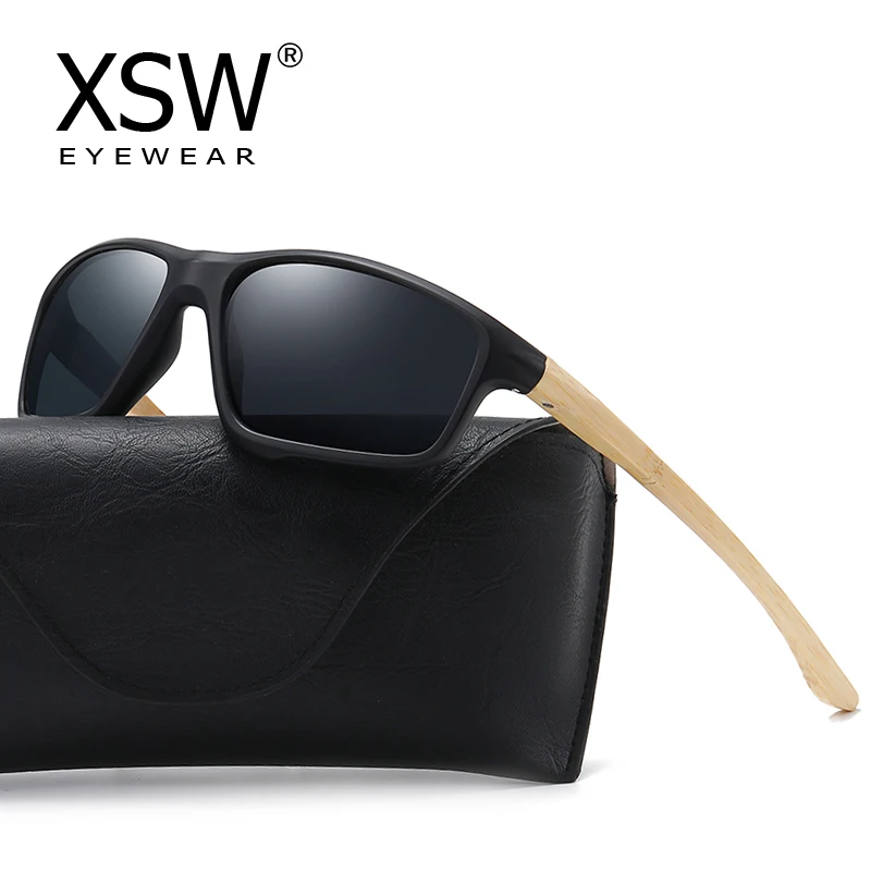 

XSW Bamboo Sport Sunglasses Men Polarized Mirror Full Frame Wood Shades Goggles Handmade Support custom logo