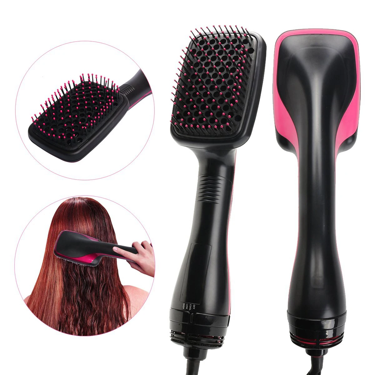 

New 2 in 1 One Step Hair Dryer & Volumizer Salon Hot Air Brush Hair Straightener Comb Curling Brush Hair Styling Tools