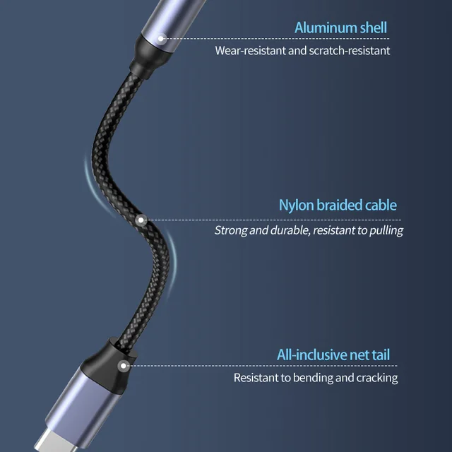 USB 유형 C ~ 3.5mm 이어폰 잭 디지털 오디오 어댑터 변환기