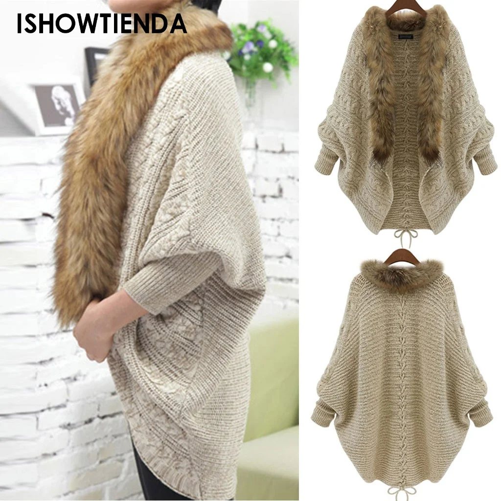 

2023 Women Elegant Shawl Solid Color Ladies Ponchos Slim Fit Crochet Cape Sweater V Neck Cardigan Casual Rib Knitted Daily Top