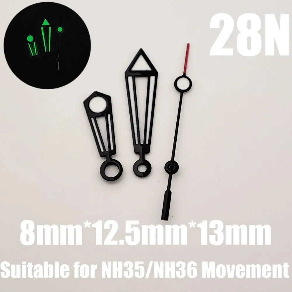 Silver Black C3 Green Luminous Watch Hands - 007 Inspired Design for Automatic Movement Modification