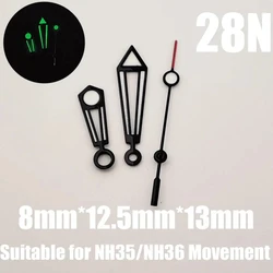 Silver Black C3 Green Luminous Watch Hands - 007 Inspired Design for Automatic Movement Modification (Black)