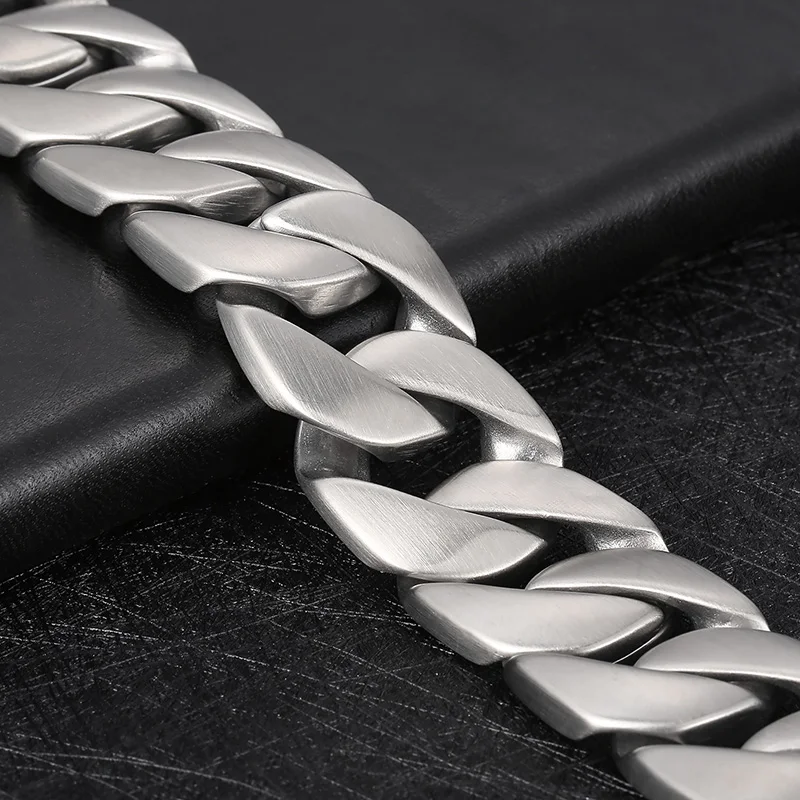 45/50/60 cm Länge Kreative Knochen Verschluss Kubanische Kette Edelstahl Große Dicke Halskette Einfache Dominierenden männer Schmuck – Detail 9