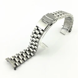 Solid Stainless Steel Curved End Watch Band Replacement Strap - 20mm/22mm - 22mm (Silver 1)