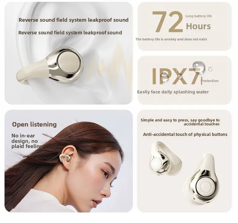 2025 New Cross-border Bluetooth Ear Clip Headphones with Long Battery Life, Open