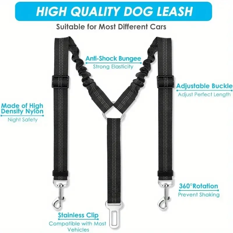 Dog Seat Belt Pet Car Seat Belt Reflective Towing Rope One Tow Two Dog Ropes Large Dog Explosion-proof Punching