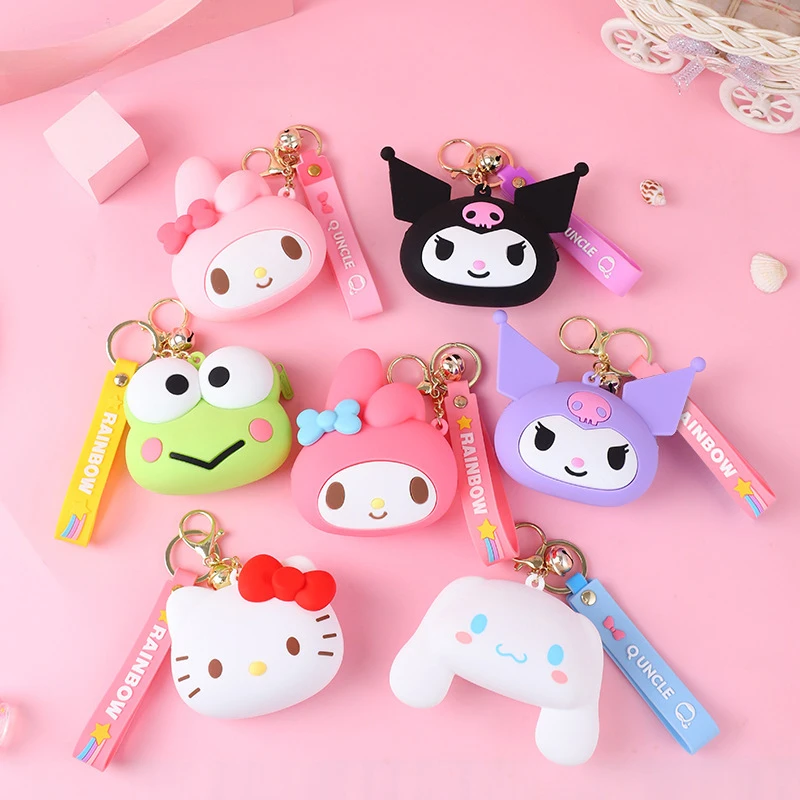 

Genuine Sanrio Keychain Kawaii Anime Figure Hello Kitty Cinnamoroll Kuromi My Melody Pvc Cute Girl Backpack Car Key Decor Gift