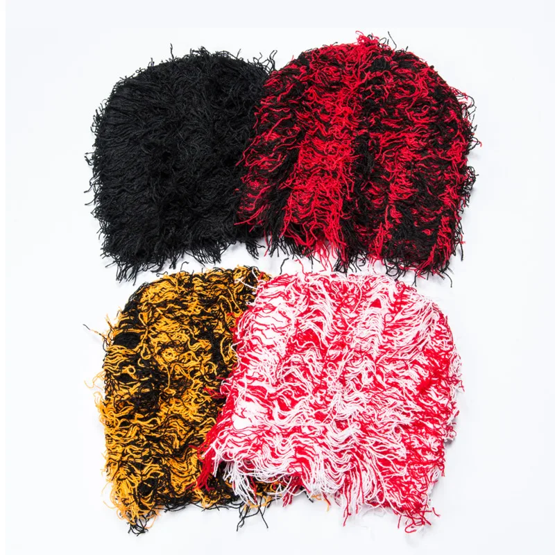 바라클라바 비니 유니섹스 지저분한 실 니트 모자, 재미있는 유행 인스 스타일, 가을 및 겨울 보온 유지, 2024 신상 