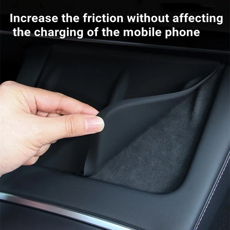 Wireless Charging Pad Silicone Anti Slip Pad For Tesla Model 3 Model Y-Silicone Anti-Skid Pad Car Phone Wireless Charging Pad Model3 Non-Slip Mat Auto Accessories
