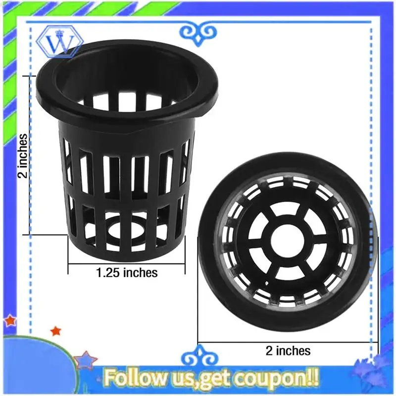 Easy To Use 100Pcs Black Plastic Fixing Basket Gardening Soilless Slotted Mesh Plant Cups, Pots, Buckets, Baskets For Hydroponic