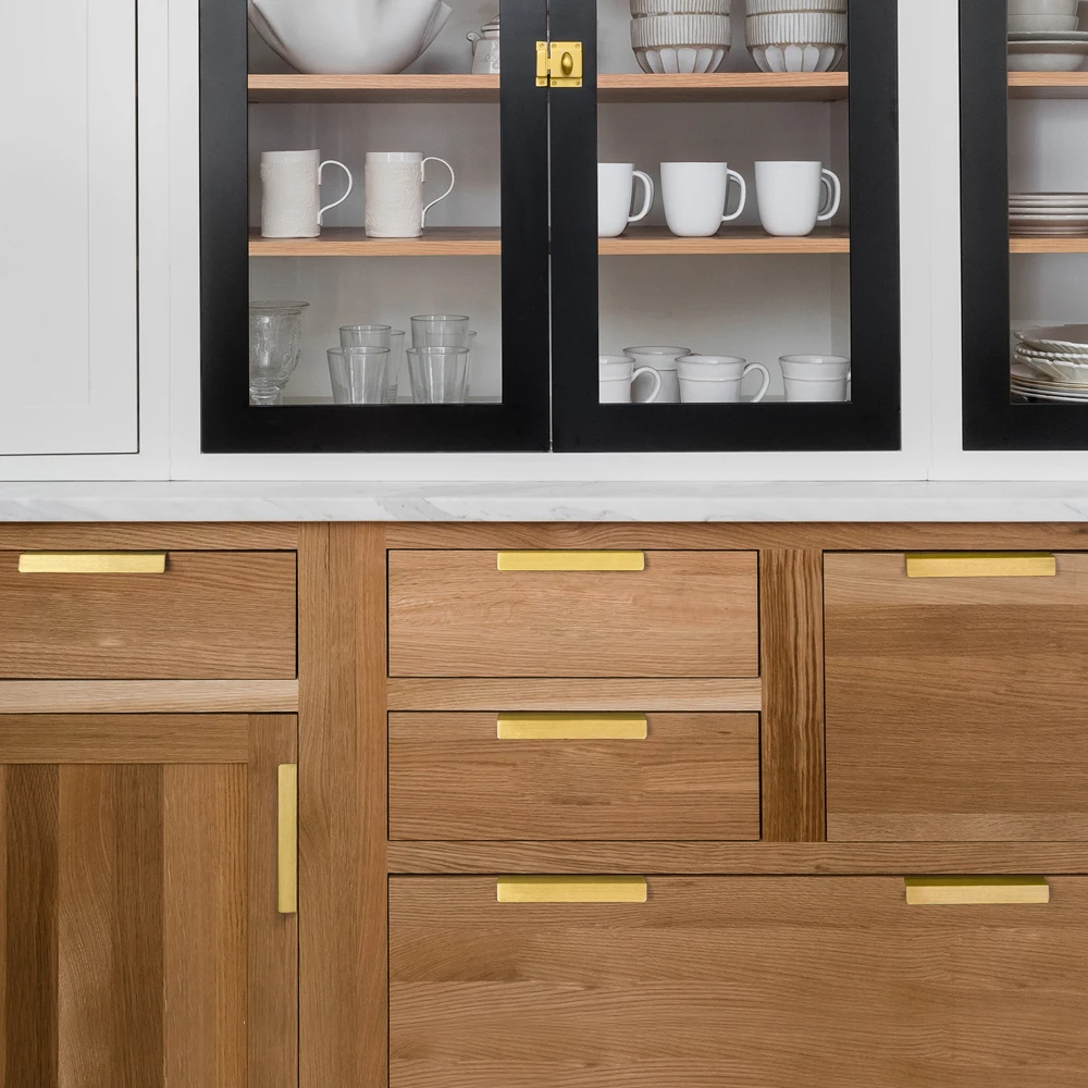 Goo-Ki Pure Brass Finger Pulls Luxury Matte Cabinet Handles Brushed Brass Finger Pulls Aluminum Kitchen Cabinet Hardware