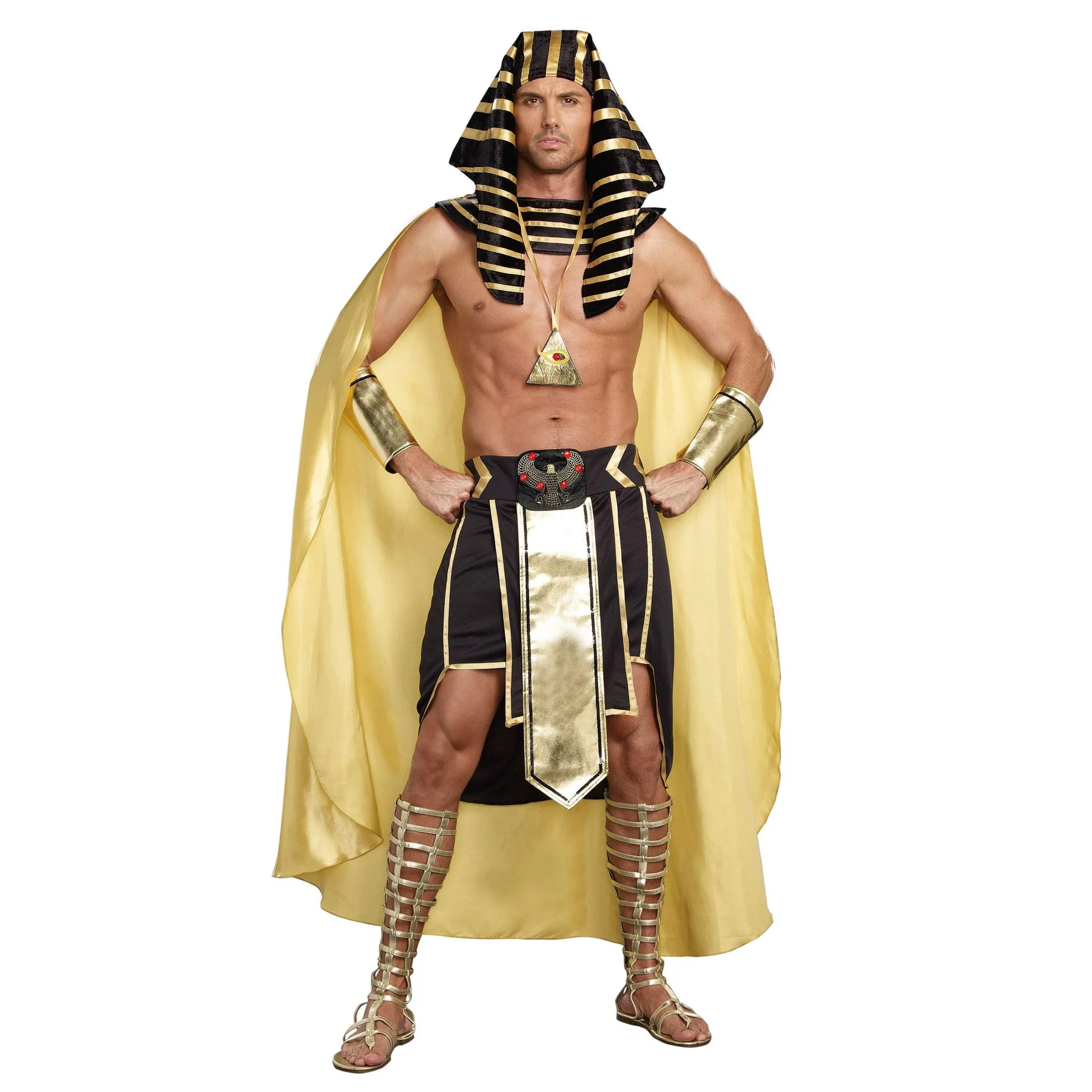 Halloween Mens Egyptian Pharaoh Costume Suit Adult King of Egypt King Tut Cosplay Outfits Sets