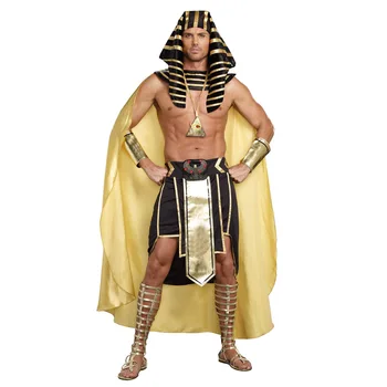 Halloween Mens Egyptian Pharaoh Costume Suit Adult King of Egypt King Tut Cosplay Outfits Sets