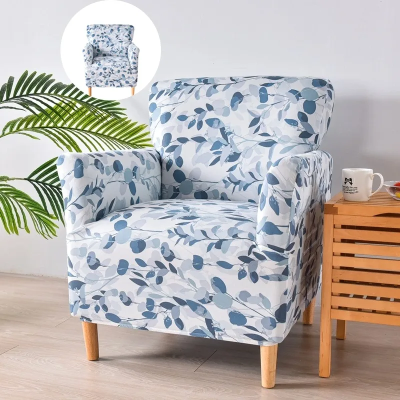 

Flowers Printed Tub Chair Cover Stretch Spandex Club Sofa Armchair Slipcover for Living Room Single Sofa Covers for Bar Counter